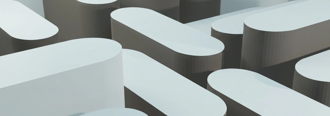 &Scaron;viesių ir tamsių pailgų geometrinių formų užapvalintais galais kompozicija.